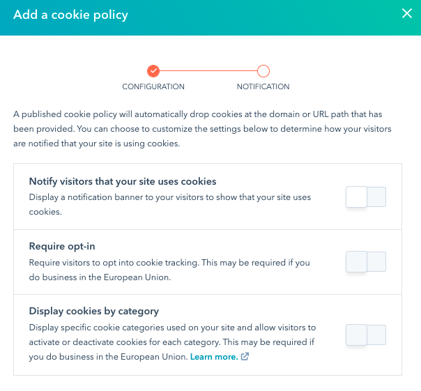 HubSpot-Cookie-Policy-Configuration