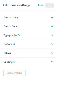 HubSpot CMS - Theme Global Setings